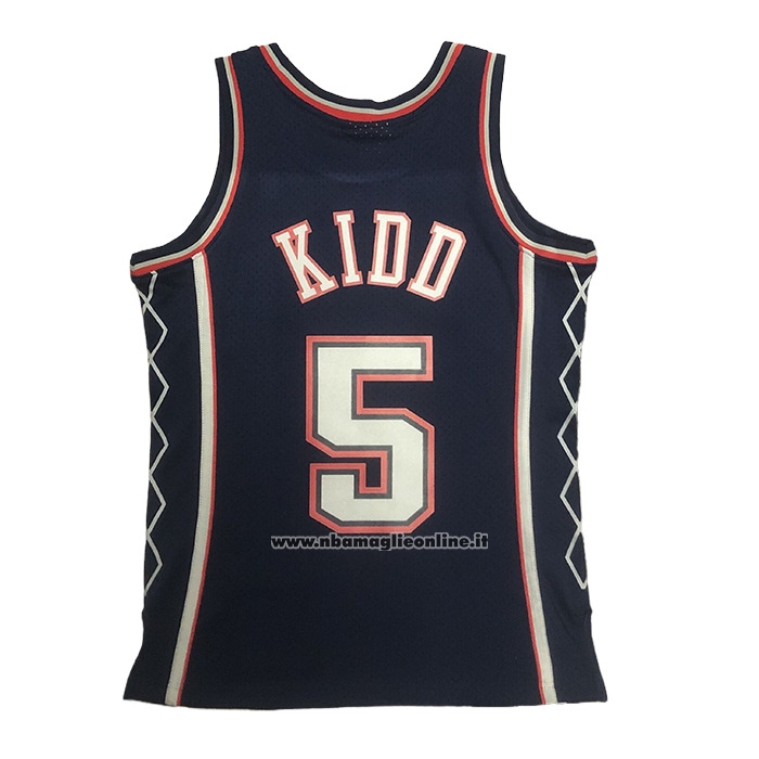 Maglia Brooklyn Nets Jason Kidd No 5 Mitchell & Ness 2006-07 Blu